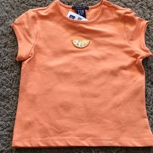 NWTs Gap orange sequin accent top Sz S (5-6)